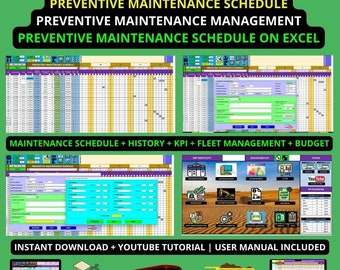 Preventive Maintenance Management Application on Excel / CMMS on Excel / Preventive Maintenance on Excel / Preventive maintenance schedule