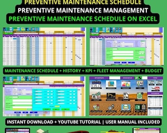 Preventive Maintenance Management Application on Excel / CMMS on Excel / Preventive Maintenance on Excel / Preventive maintenance schedule