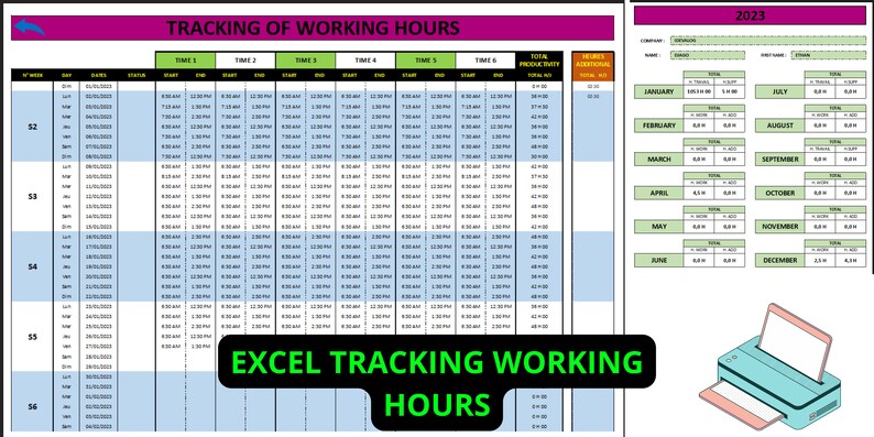 Employee Time Tracking | Excel Template | Employee Work Schedule ...