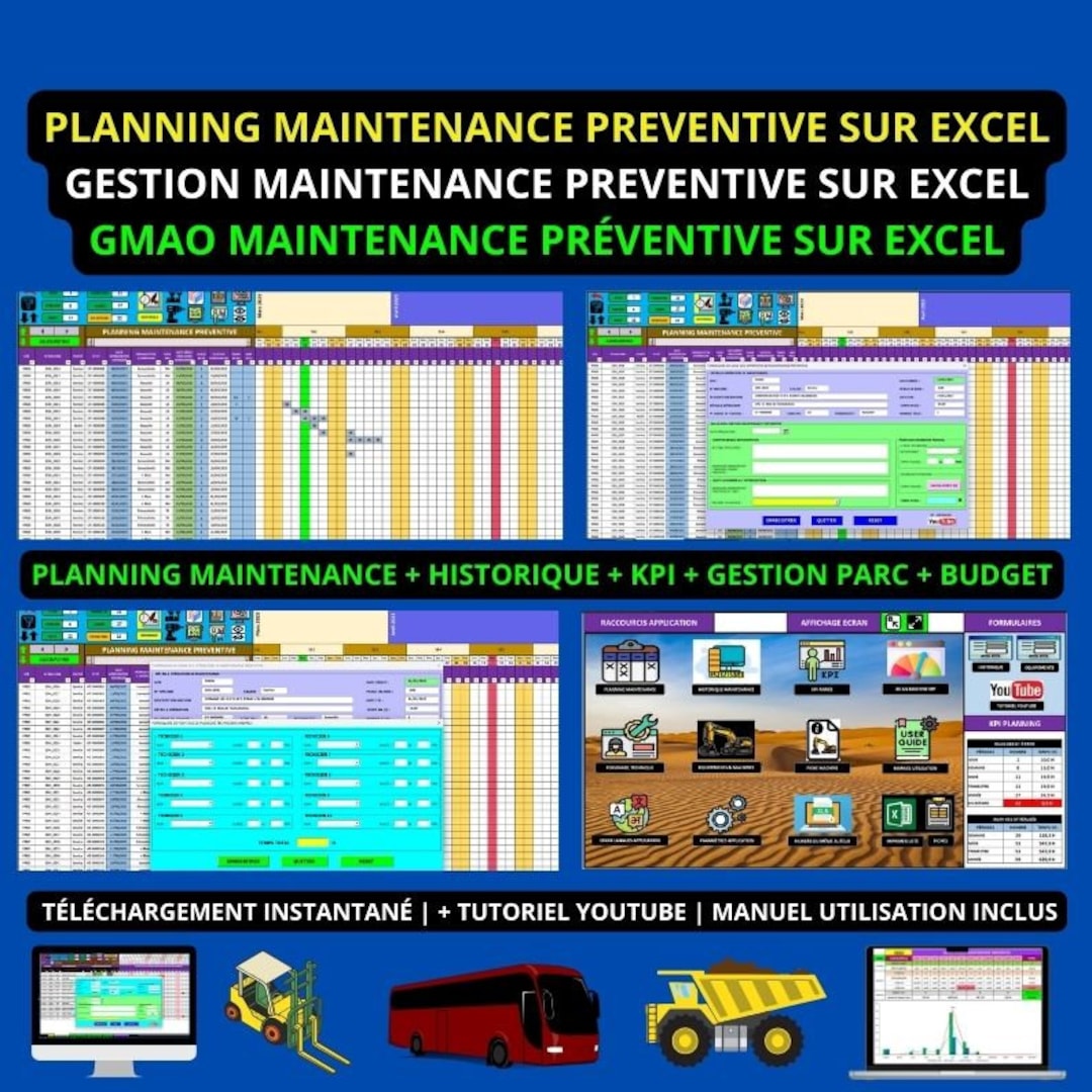 Preventive Maintenance Management Application on Excel / CMMS Excel