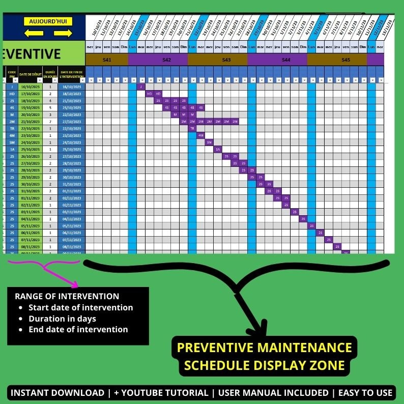 Preventive Maintenance Planning in Excel | Preventive Maintenance Excel ...