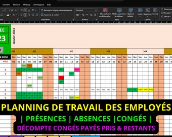 Planificación del trabajo, vacaciones y ausencias en Excel / Planificación del trabajo en Excel / Planificación de vacaciones en Excel / Planificación del personal