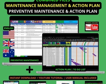 General Services: Preventive Maintenance on Excel + Action Plan on Excel | Preventive Maintenance Management Application + Action Plan