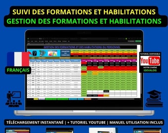 Suivi des formations et habilitations du personnel sur Excel | Gestionnaire de suivi des formations et habilitations du personnel sur excel