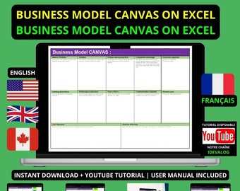 CANVAS Business Model on Excel | Business Model CANVAS sur Excel | Sbmc Excel | Bmc Excel