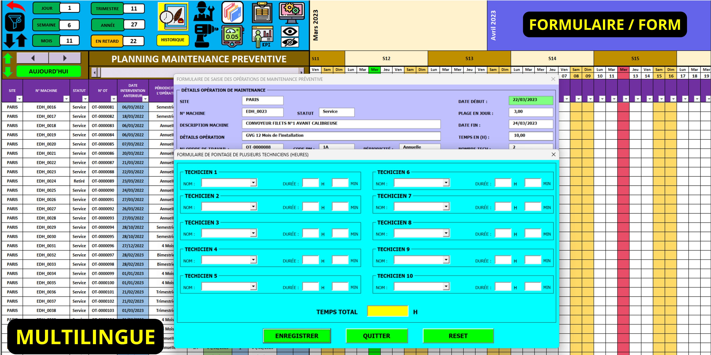 Preventive Maintenance Management Application on Excel / CMMS Excel
