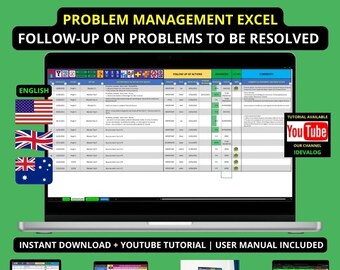 Problem tracking Excel | Problem tracking Excel template for tracking requests to be processed | Planner | Action tracking | Problem solving