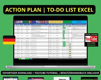 Excel-Actionsplan | Aufgabenliste | TODO List | Action planer | Professioneller Aktionsplan | Todo list / To do