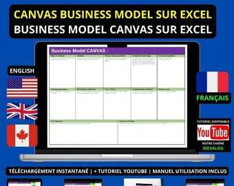 CANVAS Business Model on Excel | Business Model CANVAS sur Excel  | Modello aziendale CANVAS su Excel | Sbmc Excel | Bmc Excel