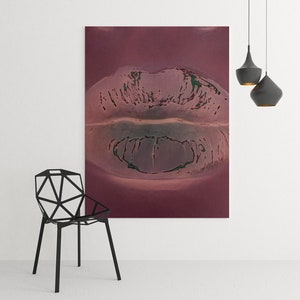BLACK LIPS / Home Decor / Large Wall Art / / Black Art