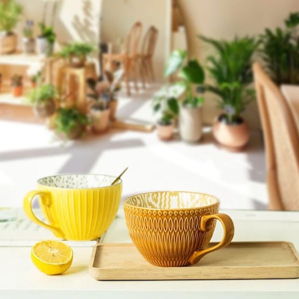 Nordic Defect Ceramic Mocha Coffee Mug, Splash Ink Doorknob Cup, Breakfast Milk Ceramic Mug, Office Couple Home Drinking Cup,Home Decoration