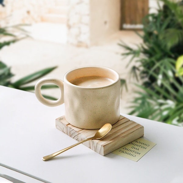 Big Earring Ceramic Mocha Coffee Mug, Splash Ink Doorknob Cup, Breakfast Milk Ceramic Mug, Office Couple Home Drinking Cup, Home Decoration