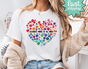 Comfort Colors® Celebrate Minds of All Kinds Shirt, Neurodiversity Shirt, Autism Awareness Tee, Inclusion Graphic Tee, Mental Health Shirt