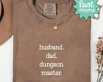 Comfort Colors® Dad Husband Dungeon Master Shirt, DnD Dungeon Dad Shirt, DnD Dad Gift, Father's Day Gift, Funny Dad Shirt, Gift for Husband
