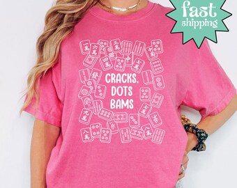 Comfort Colors®, Cracks Dots Bams Shirt, Mahjong Shirt, Funny Mahjong Tile Tee, Asian Game Graphic Shirt, Retro Mahjong Player Tee