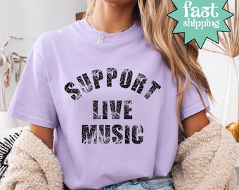 Comfort Colors® Support shirt voor livemuziek, shirt vintage muziekliefhebber, shirt indieconcert, shirt band Vibes, shirt band Vibes, cadeau voor muziekfans, favoriet nummer