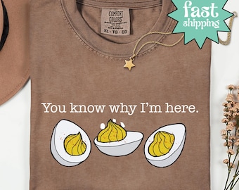 Comfort Colors® You Know Why I'm Here Shirt, Deviled Eggs Shirt, Thanksgiving Shirt, Funny Food Shirt, Food Lover Shirt, Boiled Egg Shirt
