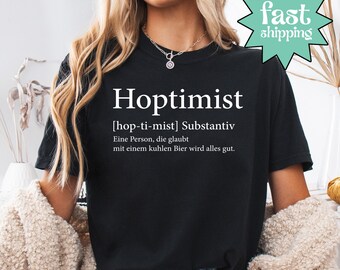 Comfort Colors® Hoptimist T-Shirt, Funny Beer Pun Tee, Hoppy Graphic Shirt, Oktoberfest Shirt, Beer Lover Tee, Brewery Humor Shirt