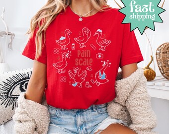 Comfort Colors® Pain Scale Goose Shirt, Funny Goose Meme Tee, Pain Scale Graphic Shirt, Medical Humor Goose Shirt, Funny Animal Tee