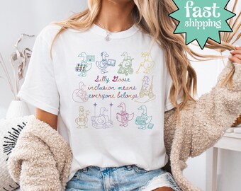 Comfort Colors® Silly Goose Inclusion Means Everyone Belongs Shirt, Inclusive Goose Tee, Teacher Inclusion Shirt, Autism Support Tee