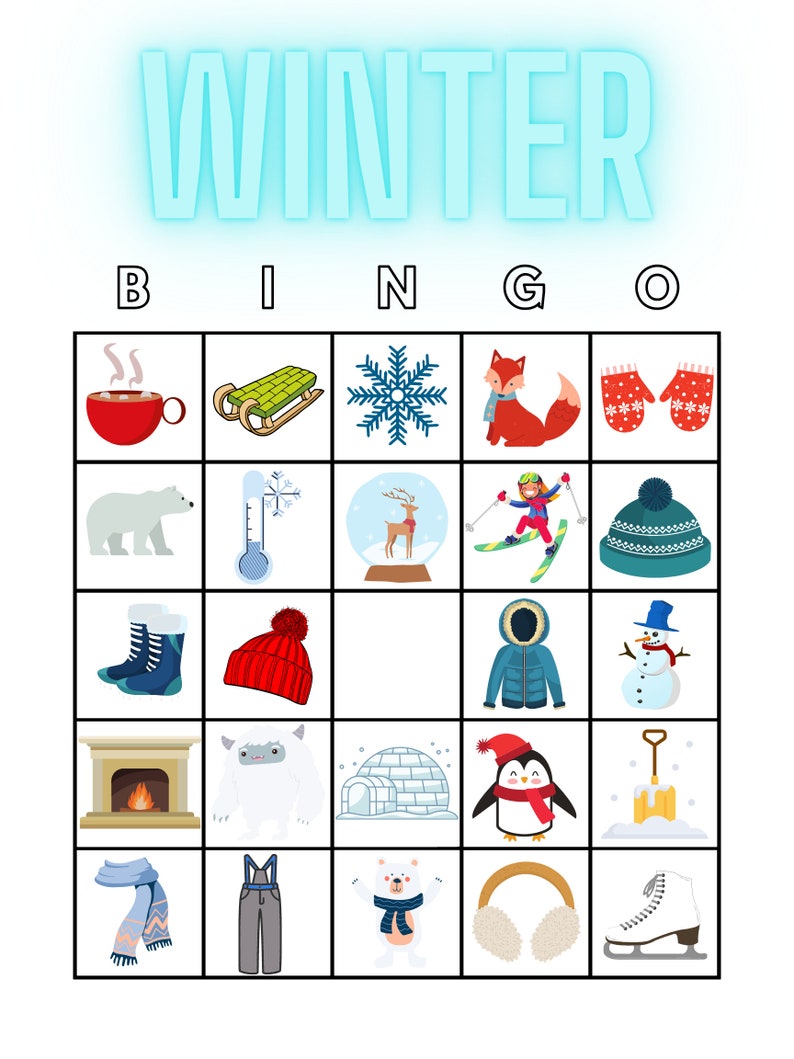 Printable Winter Bingo Board Etsy