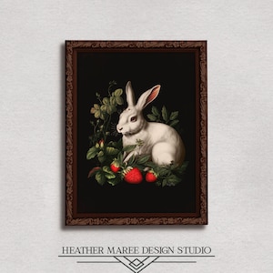 White rabbit fine art print | Goth home decore, Rabbit digital artwork, Witchy decor, Rabbit lover gift, Bunny wall decore