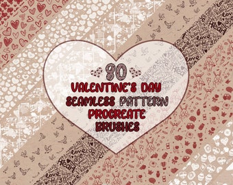 Procreate heart pattern brush, Valentine’s Day brushes for Procreate, Hearts seamless pattern, LoveCore brushes Procreate, LoveCore pattern
