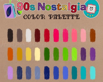 Procreate 90s Color Palette 90s Kid for Procreate 90s Color Swatches Nostalgic 90's Color Palette for Procreate 1990s Color Palette 90s