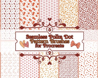 Procreate Polka-Dot-Pinsel, Punktmusterpinsel für Procreate, Nahtloses Punktmuster, Stoffmusterpinsel, Procreate Boho Musterpinsel