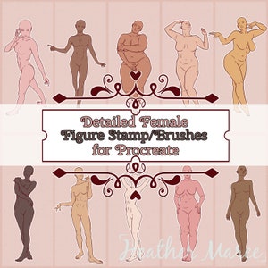 Procreate body stamps, Figure stamp brushes Procreate, Pose stamps, Body brushes Procreate, Full body pose stamps for Procreate, Lady stamps