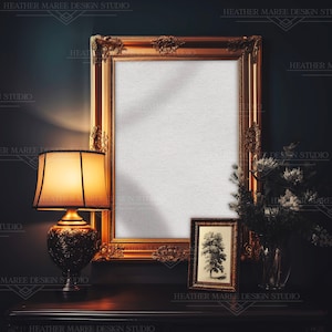 Dunkle Wissenschaft gerahmtes Kunst-Mock-up Vintage-Kunst-Mock-up Stimmungsvoller Rahmen Antiker Rahmen-Mock-up Licht-Wissenschaft gerahmte Kunst-Mock-up Einzelrahmen-Mock-up