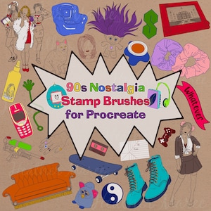 90s Procreate stamps, 90s Procreate brushes, Vintage 90s Procreat, 1990s Procreate stamps, Pose stamps Procreate, Retro Procreate guide