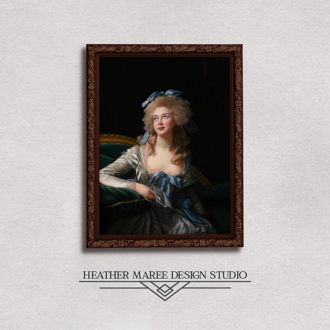 Madame of Blue Ribbons Modern Vintage Fine Art Prints, Blue Eclectic