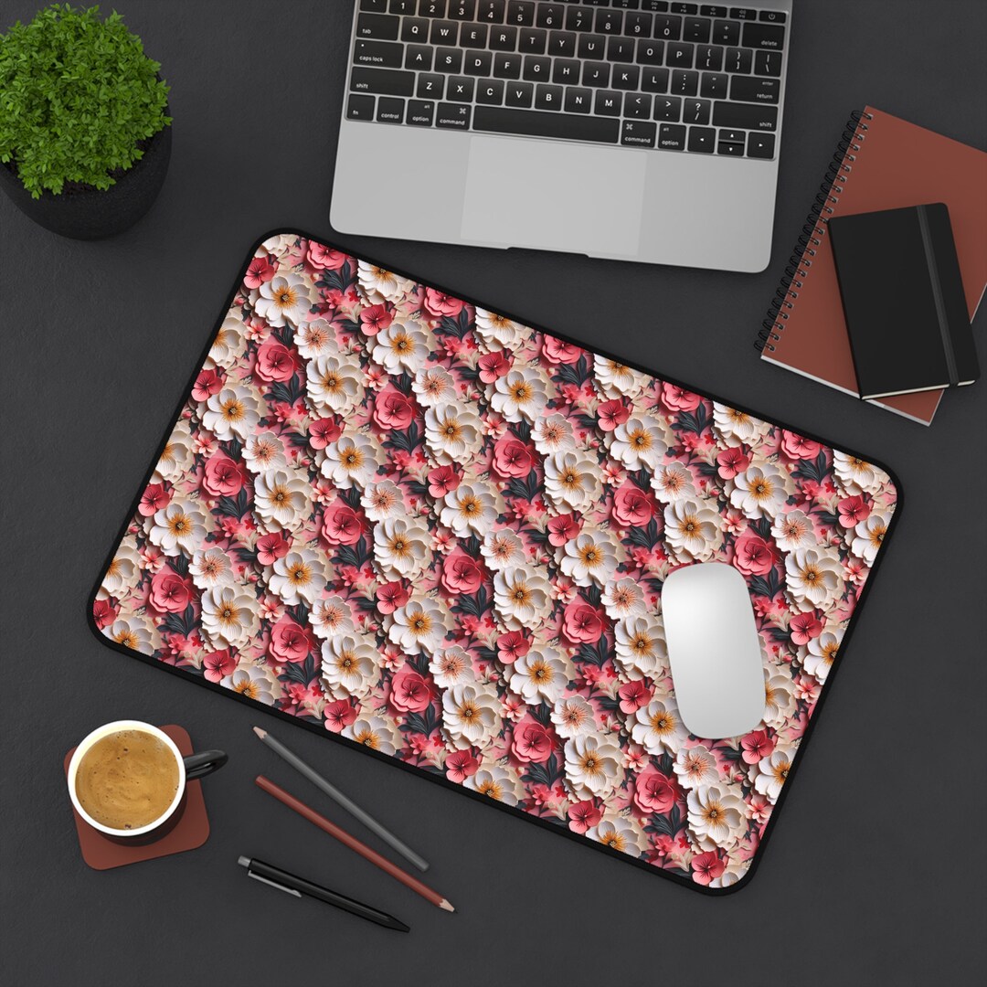 Floral Coquette Desk Mat Office Desk Accessories, Cottagecore Decor