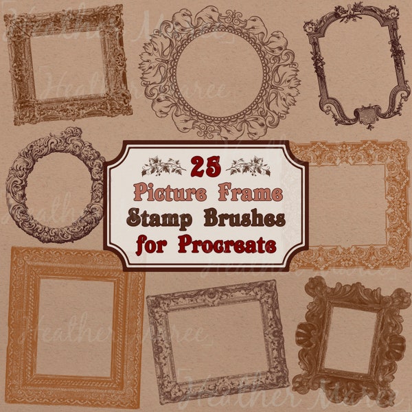 Frame stamps for Procreate | Picture frame brushes, Vintage stamps for Procreate, Antique border brush stamps