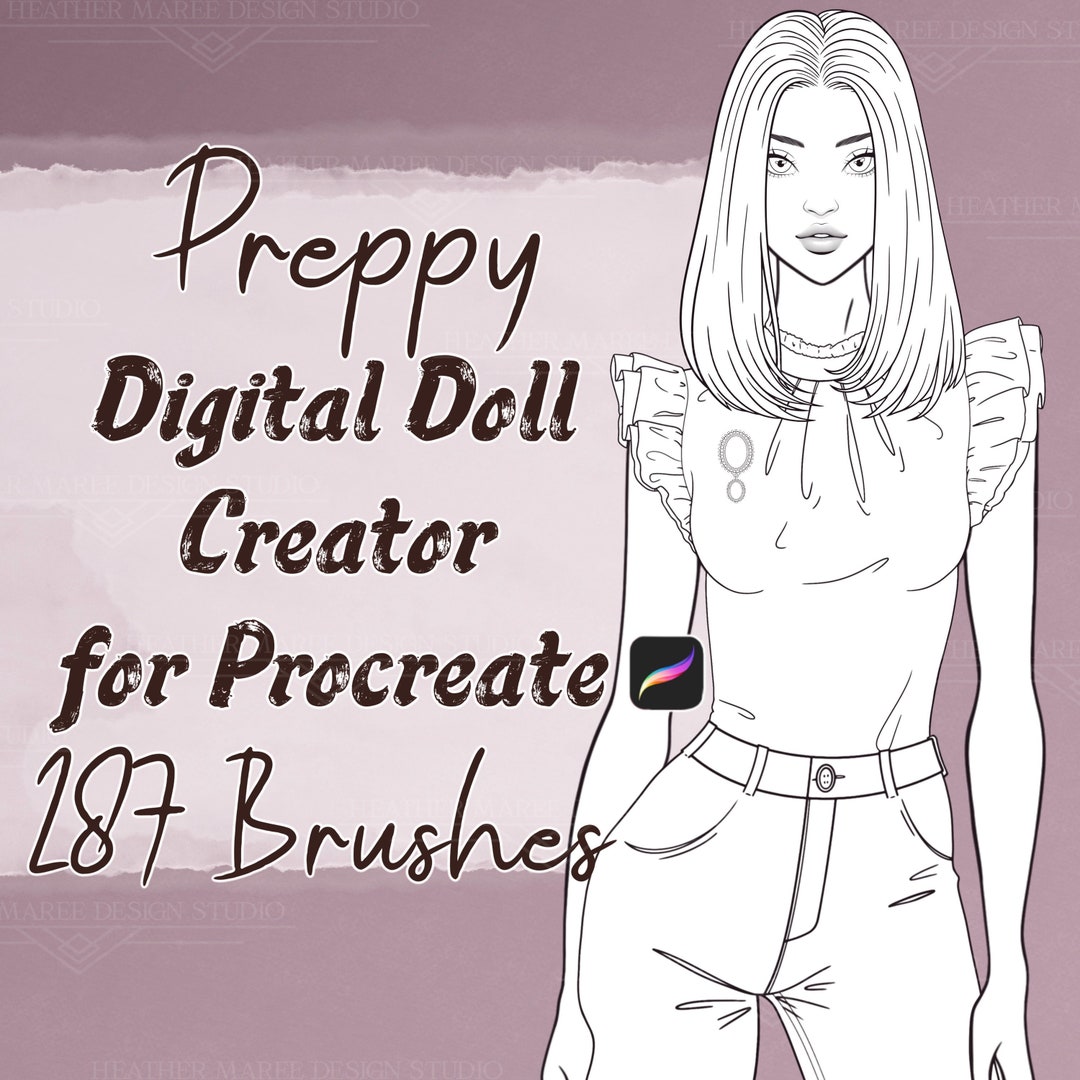 Digital Paper Doll Stamps for Procreate | Clothing Stamps, Hair Brush ...