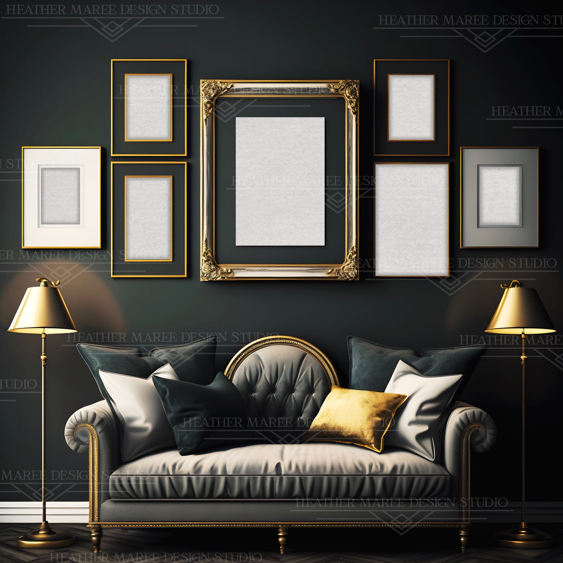 Classy Wall Art Mockup Vintage Wall Art Mockup Moody Framed Etsy