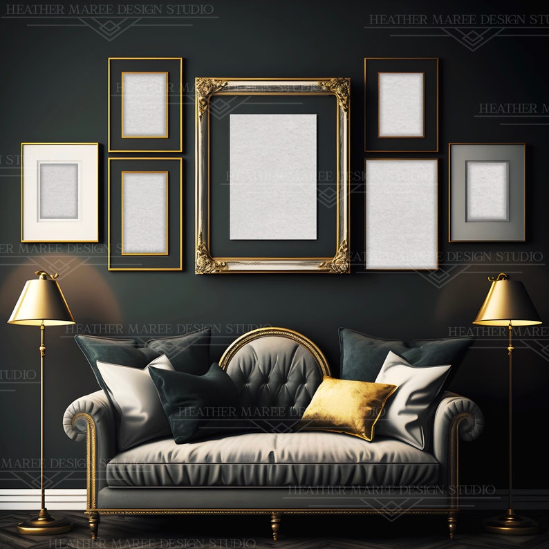 Classy Wall Art Mockup Vintage Wall Art Mockup Moody Framed Etsy