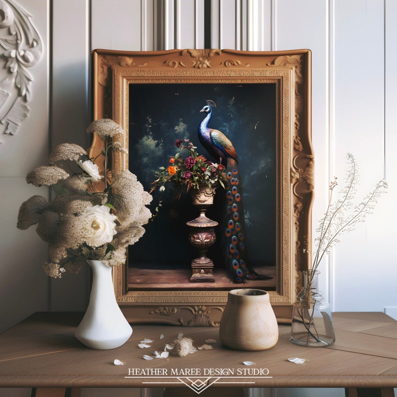 Peacock Portrait Traditional Fine Art Prints, Modern Vintage Wall Art