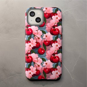Cherry phone case | Retro preppy phone case, Y2K aesthetic phone case, Pink floral phone case - Iphone | Samsung | Google Pixel