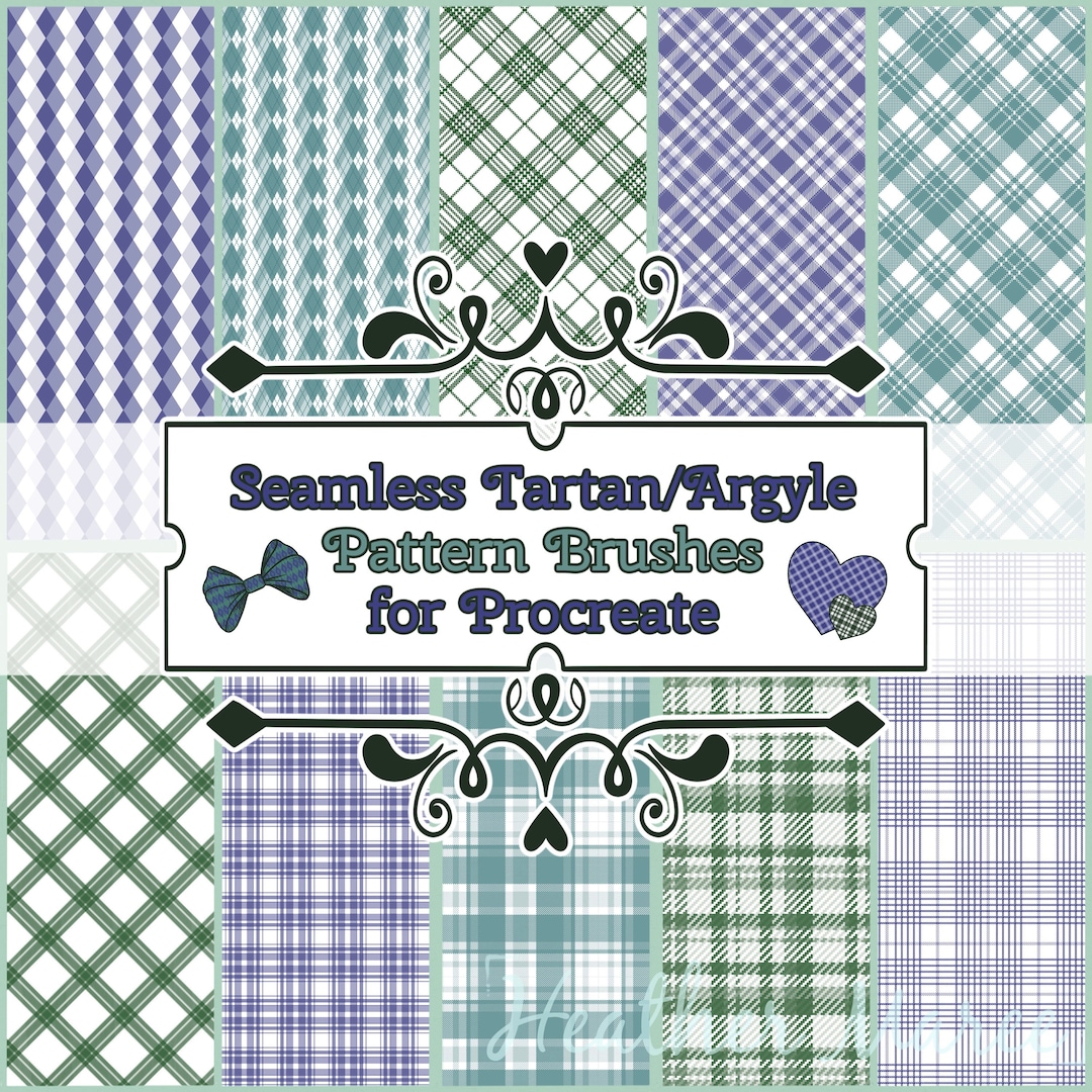 Plaid Pattern Brushes for Procreate, Tartan Seamless Patterns, Argyle
