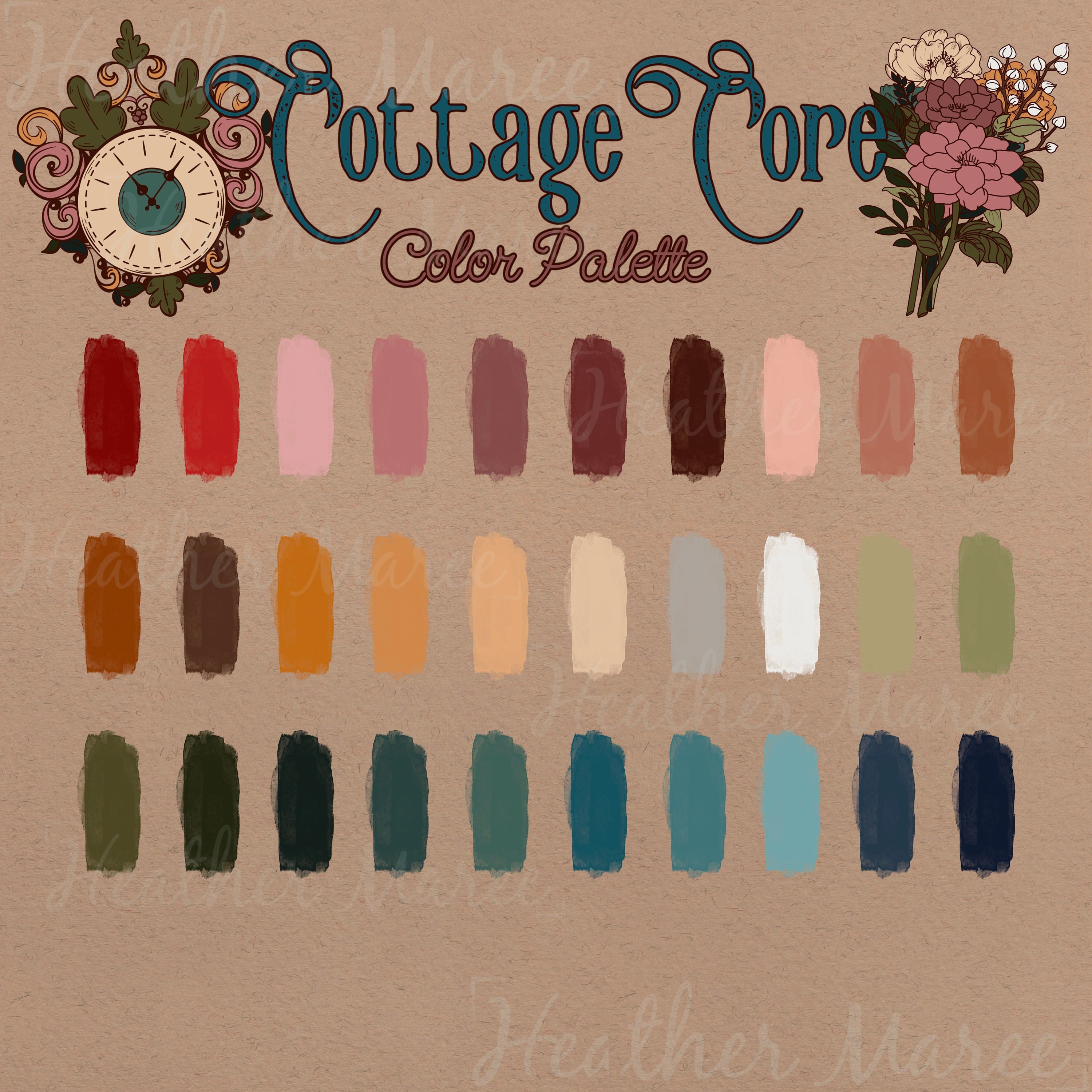  Cottagecore Color Palette Procreate Vintage Colors for - Etsy