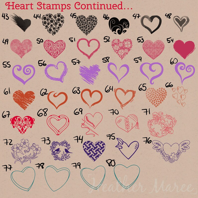 Heart Stamps Procreate Love Procreate Stamp Brushpack Etsy