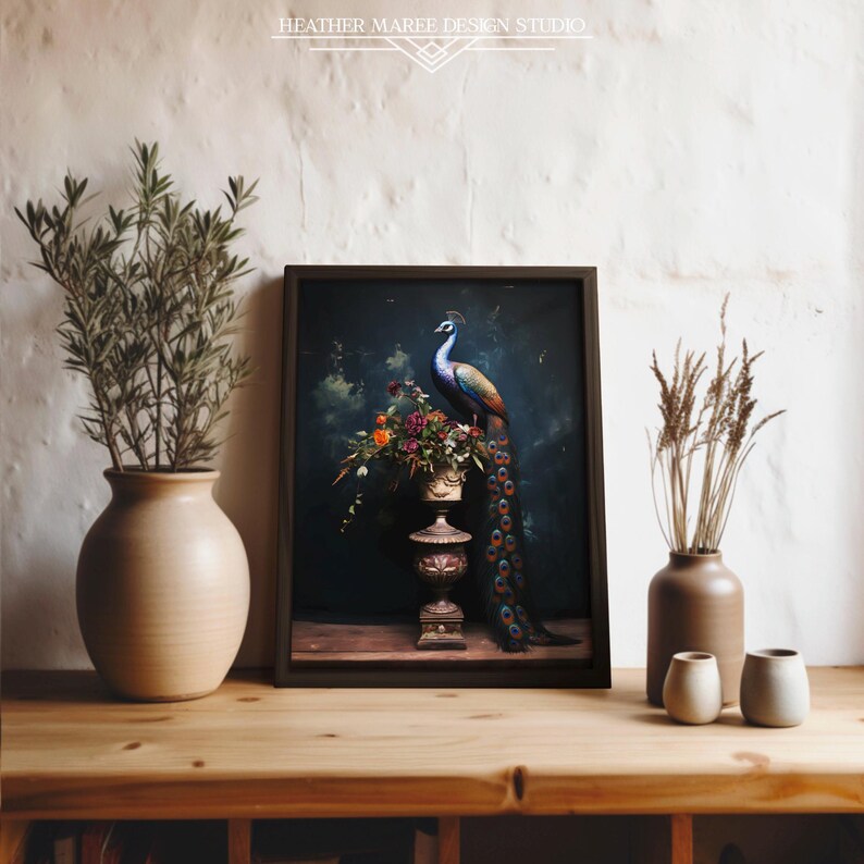 Peacock Portrait Traditional Fine Art Prints, Modern Vintage Wall Art