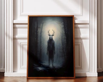 Wendigo Portrait | Folklore fine art prints, Goth wall decor, Moody home decor, Contemporary wall art, Blue aesthetic room decor, Grunge