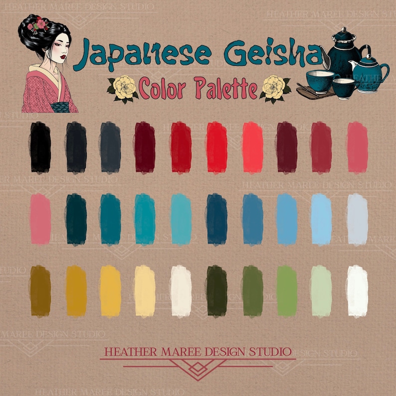 Japanese Color Palette for Procreate, Geisha Color Scheme, Japanese ...