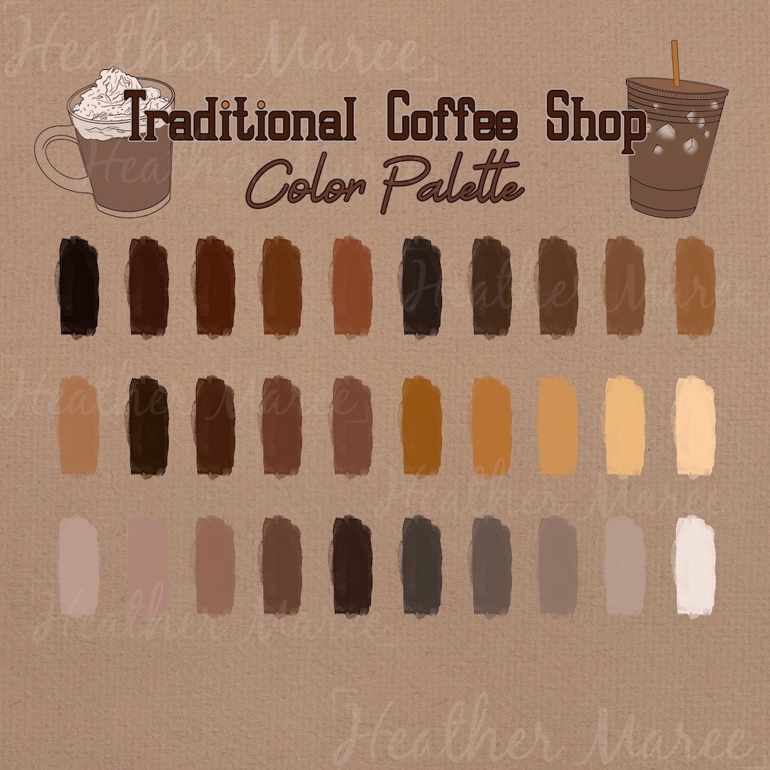Coffee Colors for Procreate, Earthy Color Palette, Coffee Shop Color