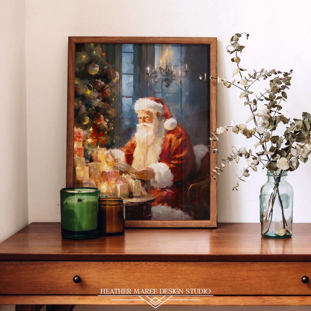 Santa Claus Wall Art Prints, Christmas Wall Art Prints, Vintage