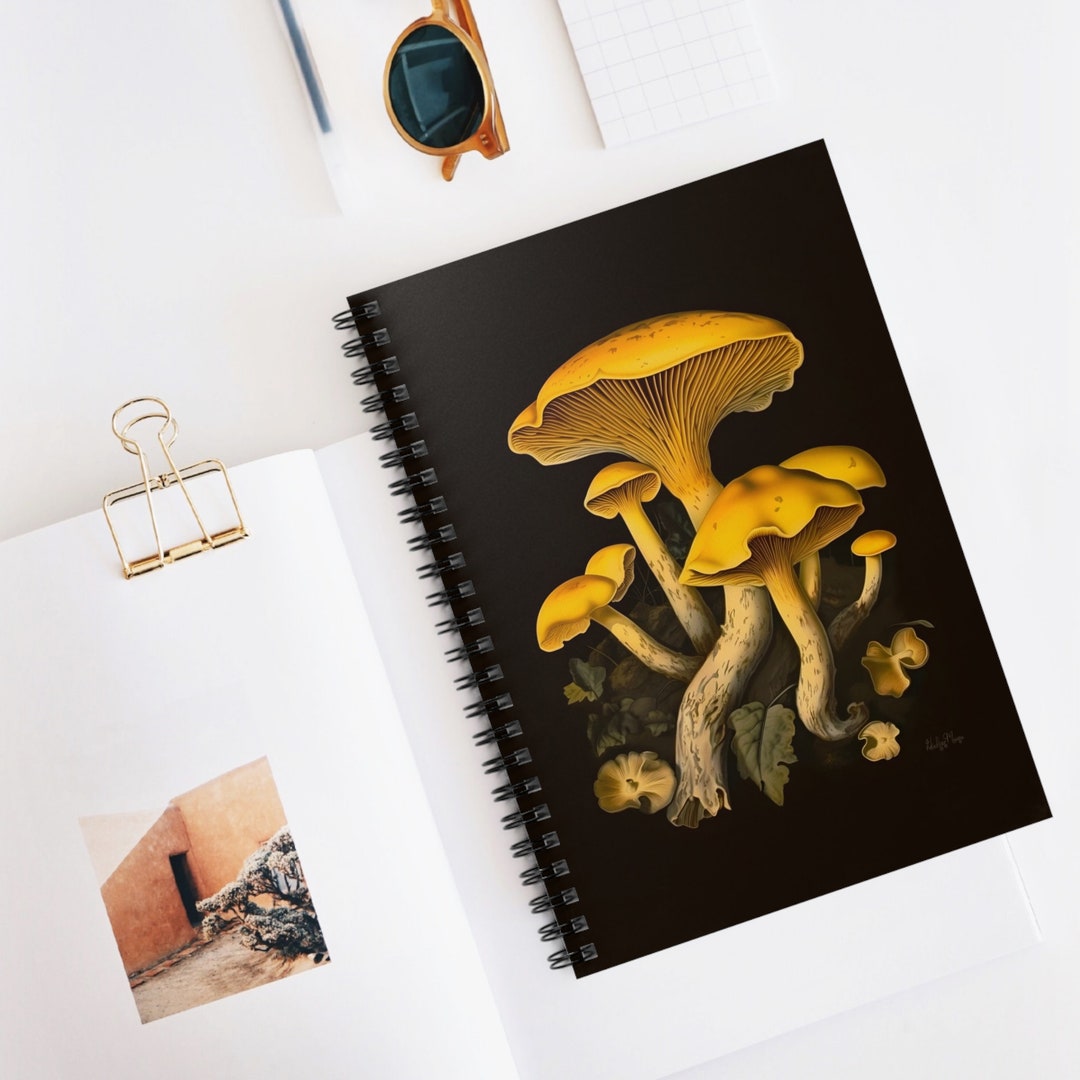 Golden Chanterelle Spiral Notebook Aesthetic Writing Journal, Mushroom