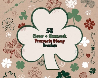 Shamrock and Clover stamps for Procreate | Procreate coloring pages, St Patrick&#39;s Day brush bundle, St Patricks Day stamp set